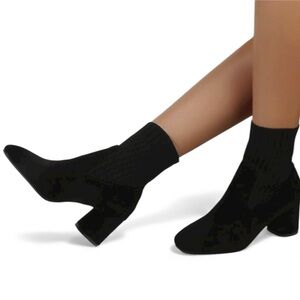 💰Black Faux Suede Ankle Boots | Block Heel